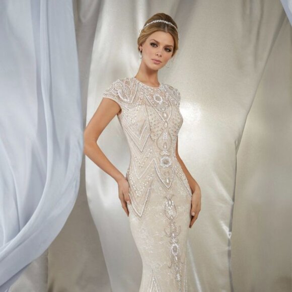 Morilee beaded Gatsby Wedding Dress - Picture 1 of 2